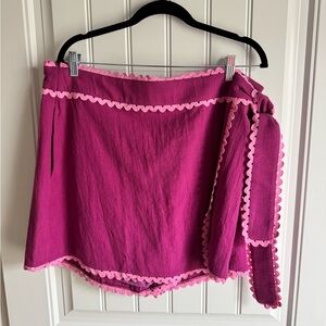SSYS The Label Magenta Wrap Skort with Pink Scallop Trim Size XL - NWOT
